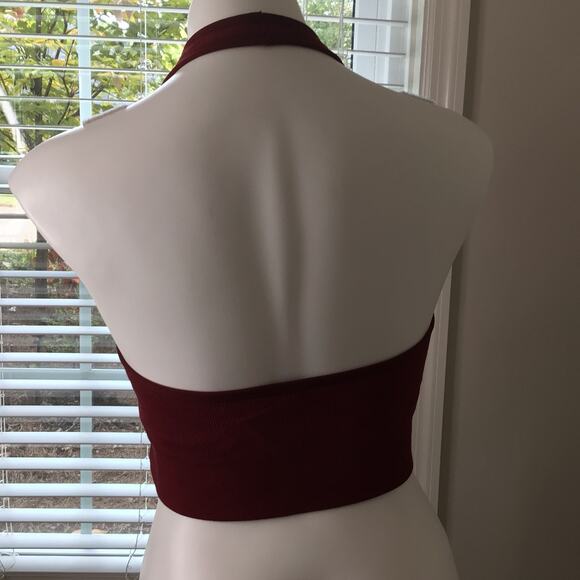 Fabletics Marron/Burgundy Knit Halter Lined Athletic Bra Slize XL - Picture 4 of 6